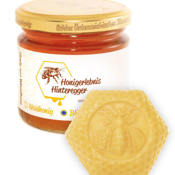 Honigglas mit Honigwabenseife