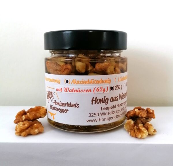 250g Glas Akazienblütenhonig mit Nüssen