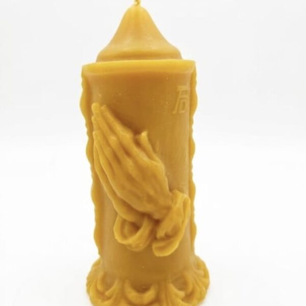 Bienenwachskerze gegossen Betende Hände 500g ( Unsere Kerzen brennen, selbst getestet )